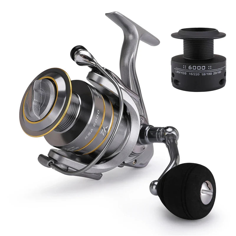 Fishing reel with a white background