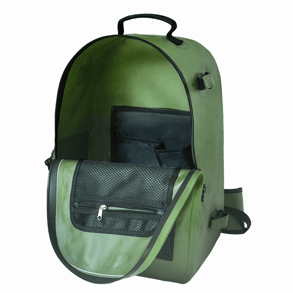 27QT Waterproof Fishing Backpack with Rod Holder